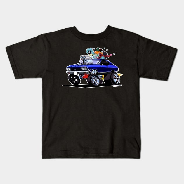 JUST IDLIN 68 Chevelle Blue Kids T-Shirt by vincecrain